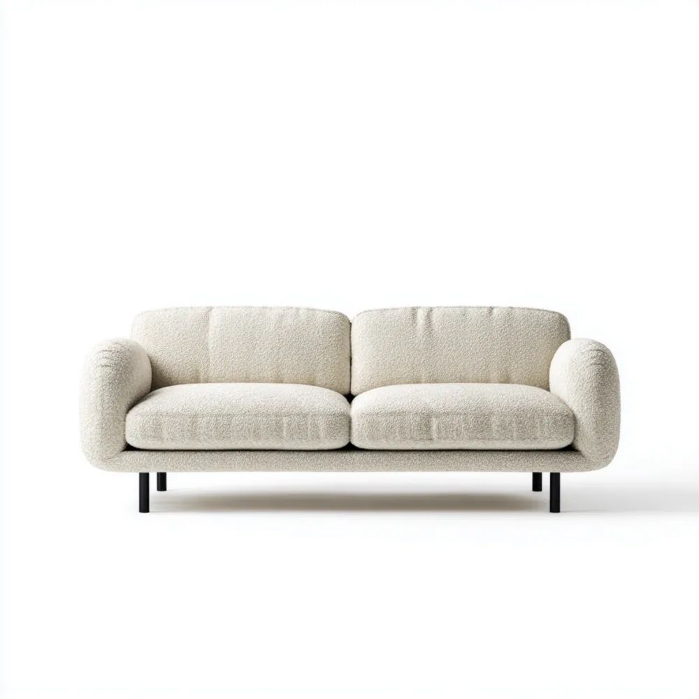 2-Sitzer-Sofa Bouclé 190x90x85 cm - Cremeweiß - Modernes Design