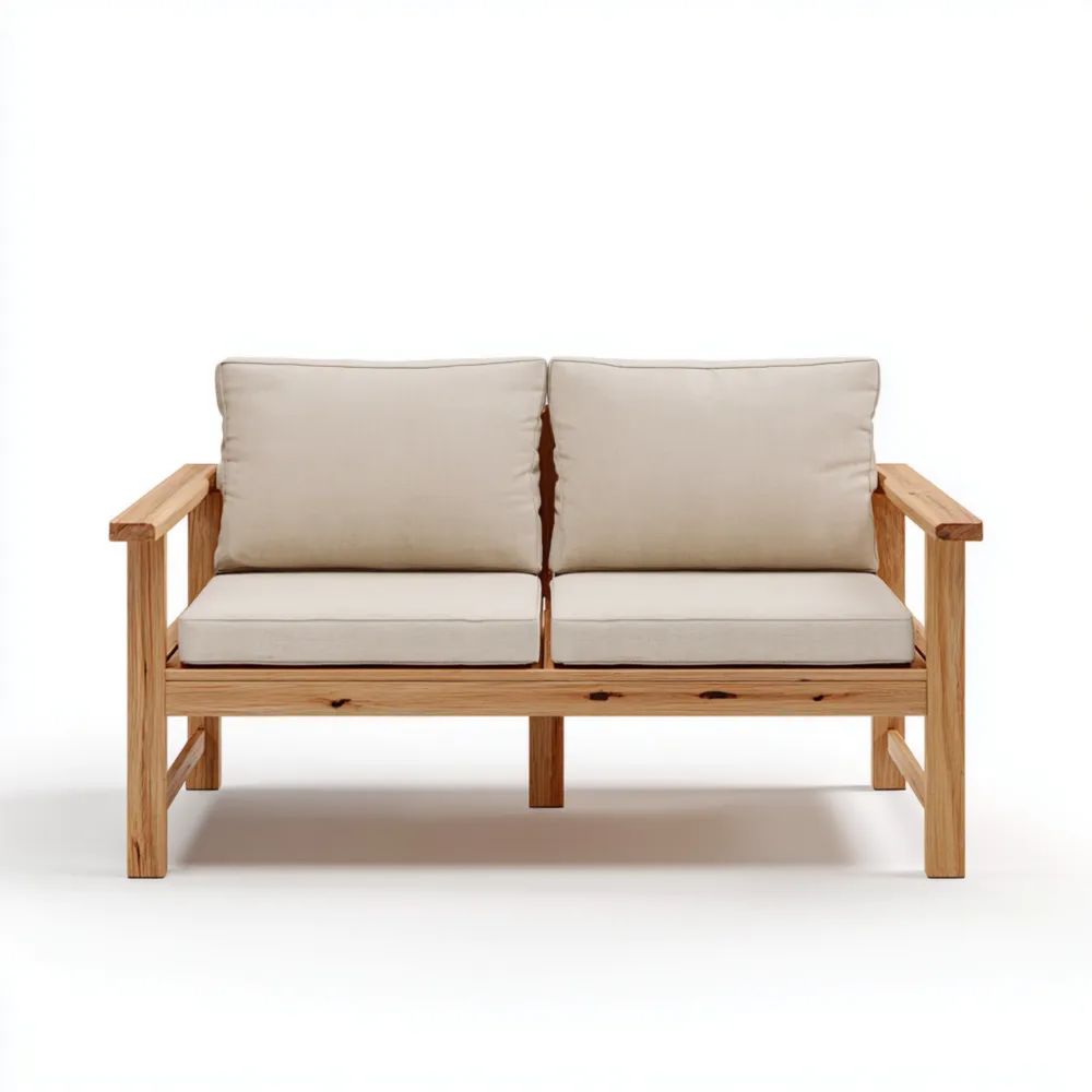 2-Sitzer-Gartensofa Holzrahmen 120x70x75 cm - Cremeweiß - Modernes Design