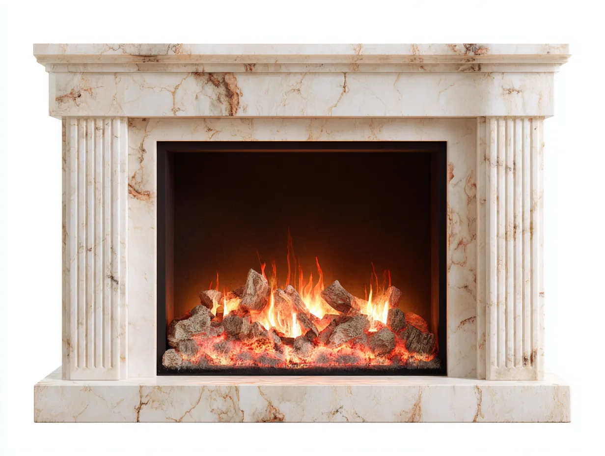 Kamin - Marmor - 160x45x115 cm - Beige - Klassisch-Craftgohub