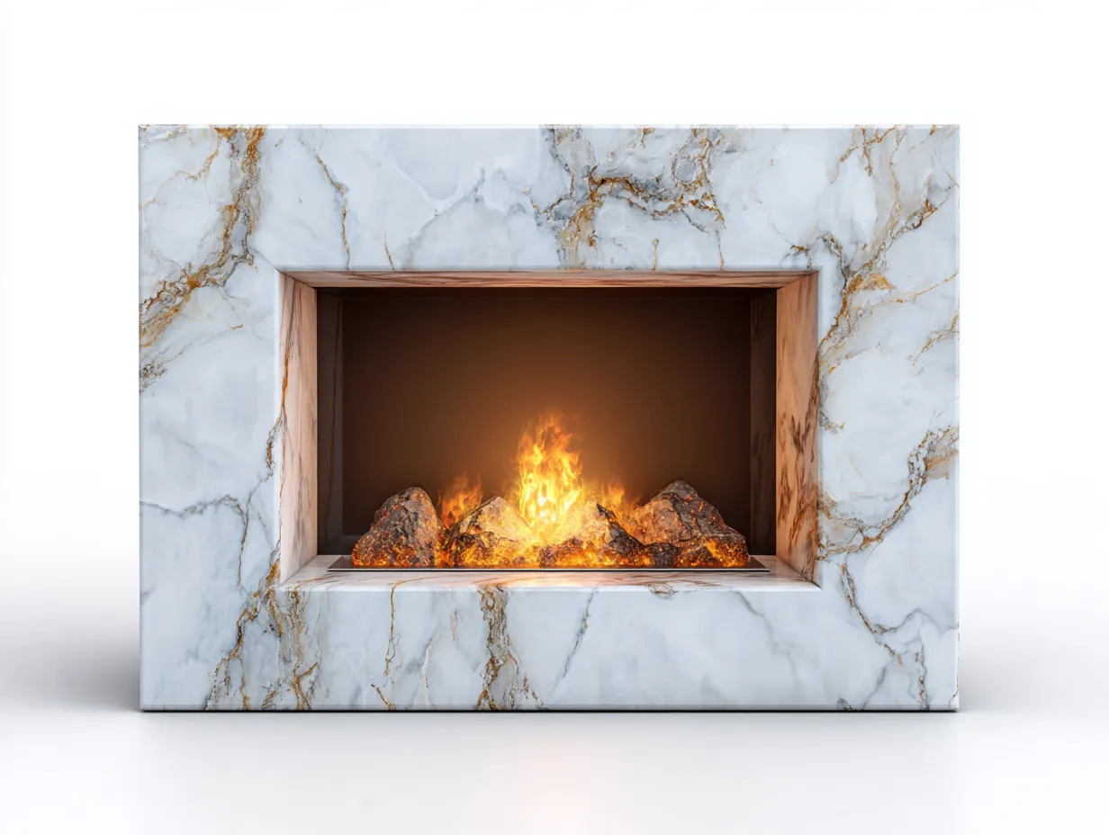 Kamin - Marmor - 140x38x100 cm - Weiß - Klassisch-Craftgohub