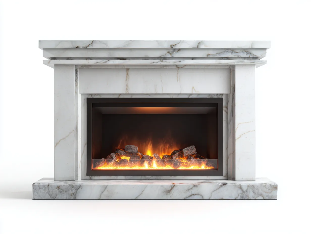 Kamin - Marmor - 170x45x115 cm - Weiß - Klassisch-Craftgohub