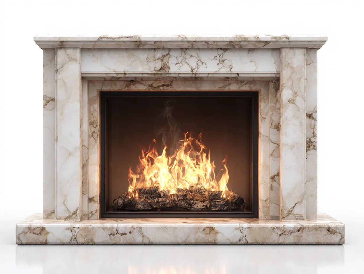 Kamin - Marmor - 165x45x120 cm - Beige - Klassisch-Craftgohub