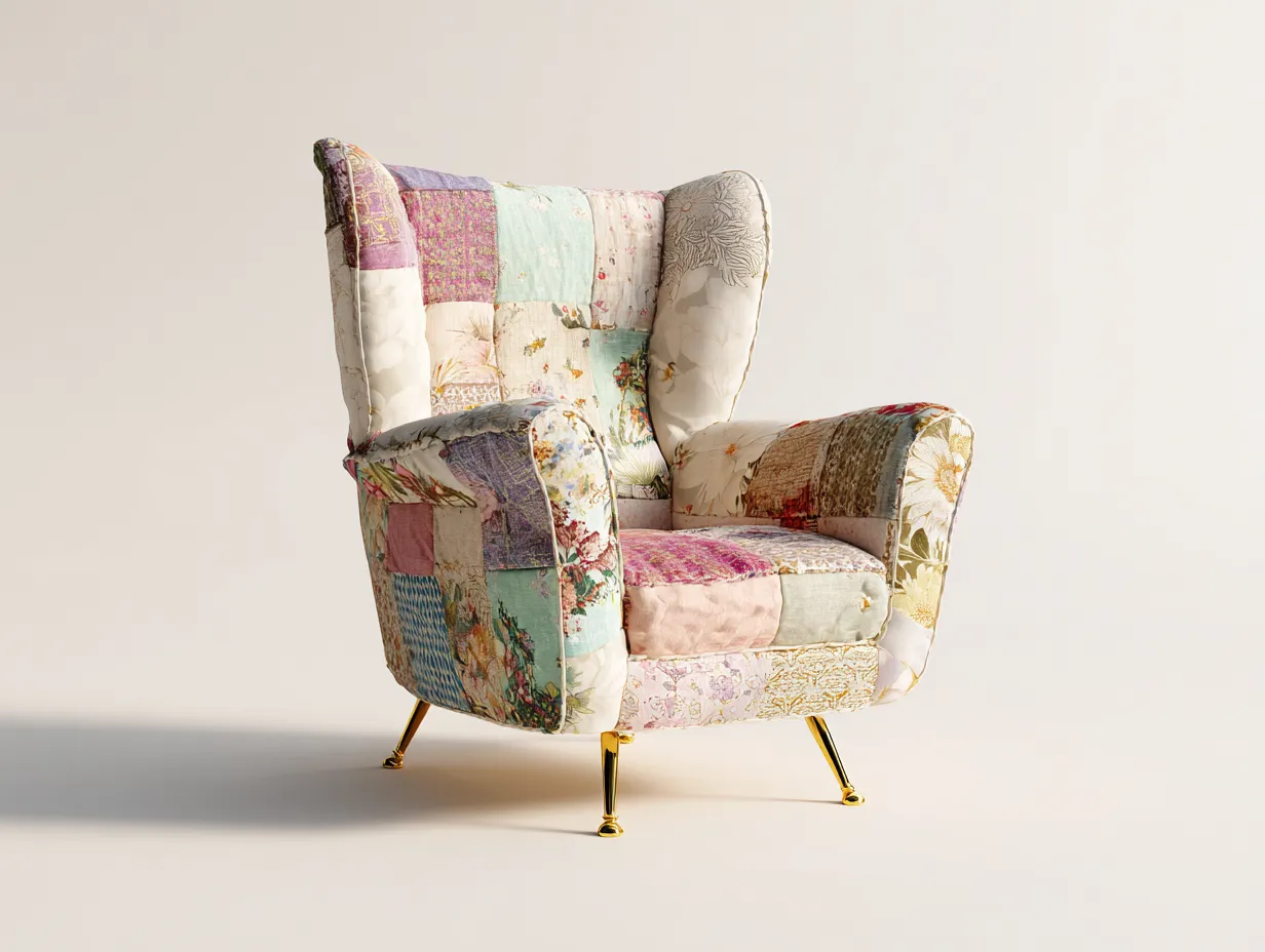 Sessel - Stoff-Metall - 82x78x102 cm - Mehrfarbig-Pastell - Vintage Design-Craftgohub