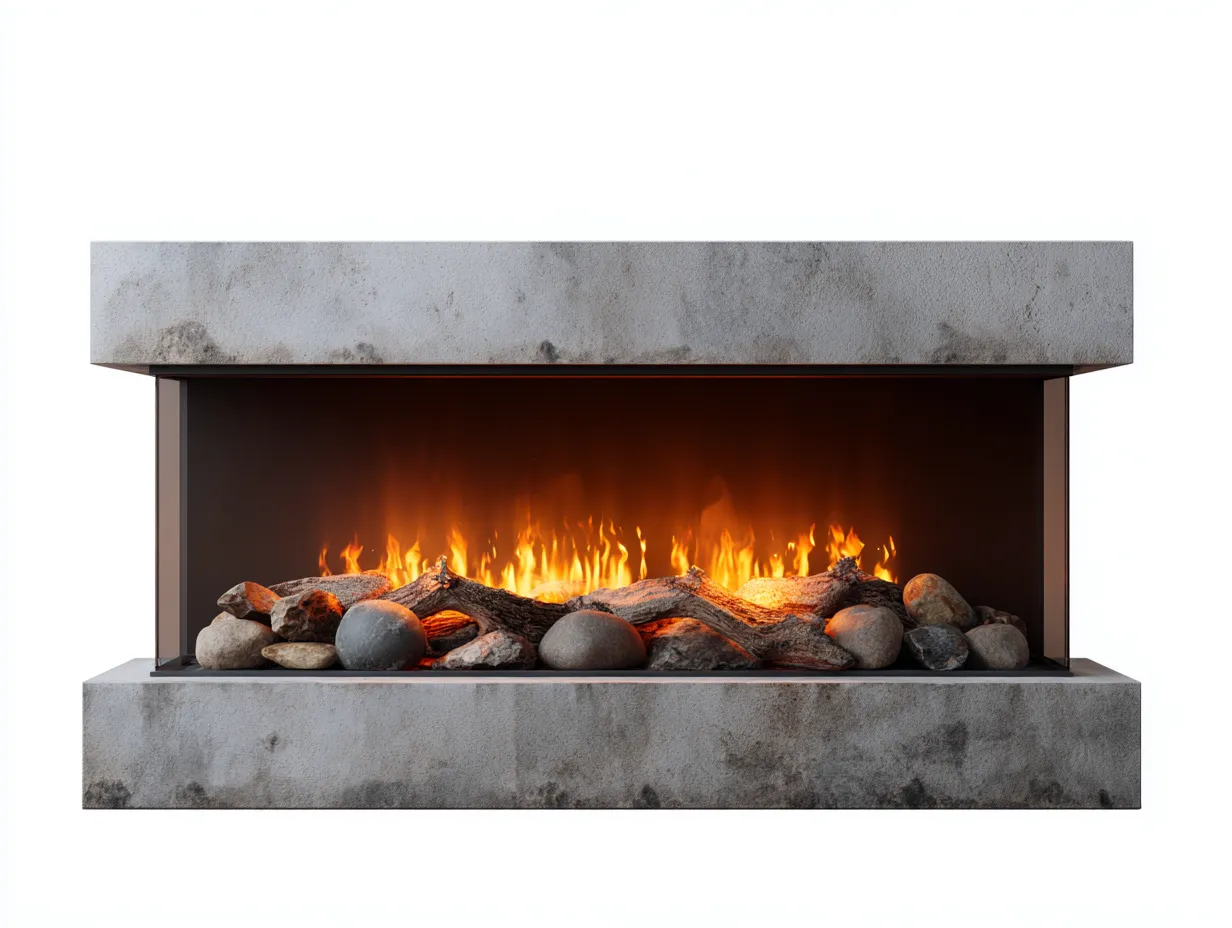 Kamin - Beton - 180x35x60 cm - Grau - Modern-Craftgohub