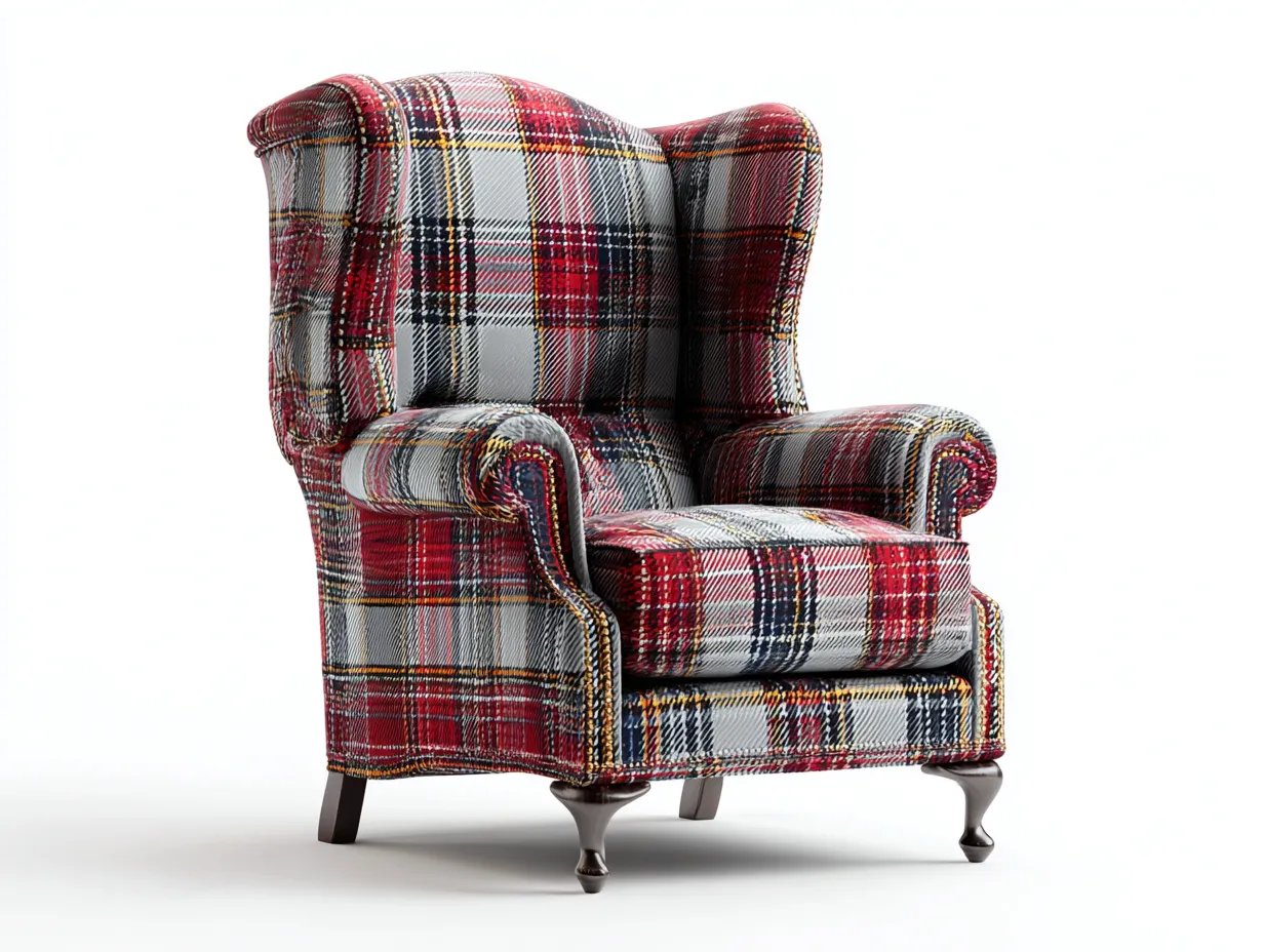 Sessel - Stoff-Holz - 94x86x112 cm - Rot-Grau-Schwarz - Klassisches Design-Craftgohub