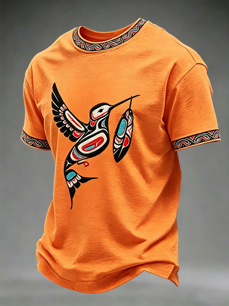 Men's Indigenous Totem Art Print Casual T-Shirt