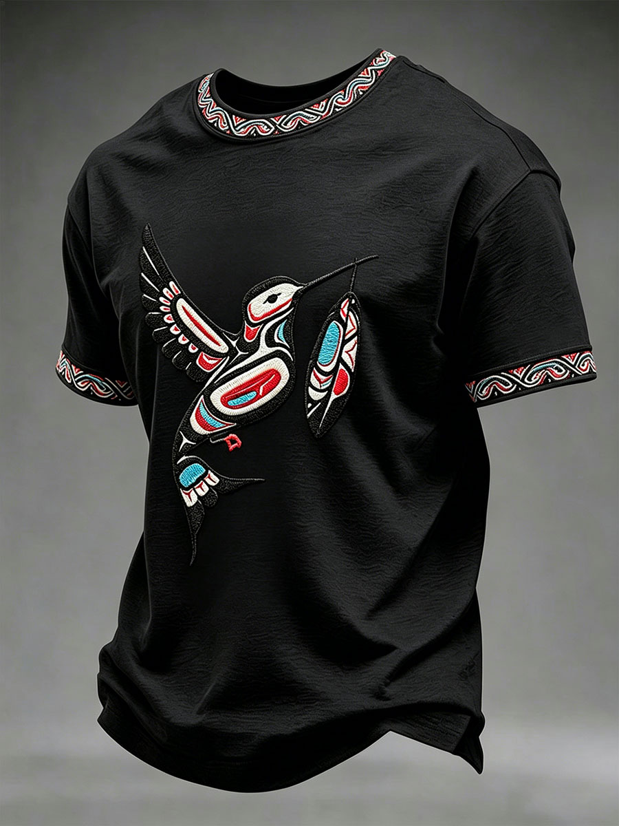 Men's Indigenous Totem Art Print Casual T-Shirt