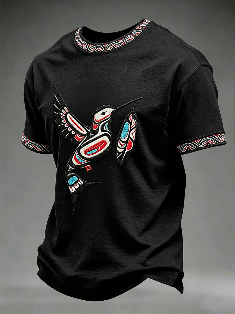 Men's Indigenous Totem Art Print Casual T-Shirt