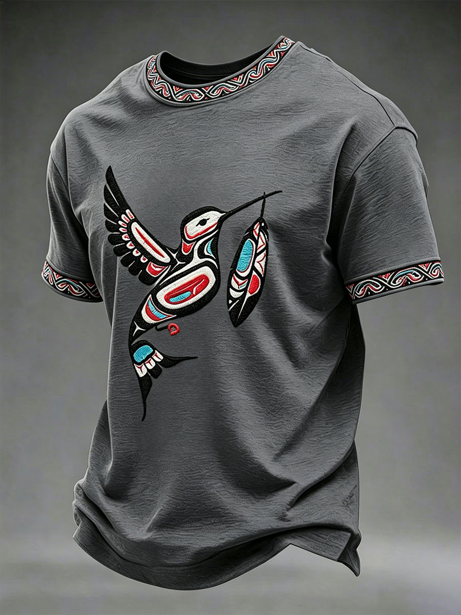 Men's Indigenous Totem Art Print Casual T-Shirt