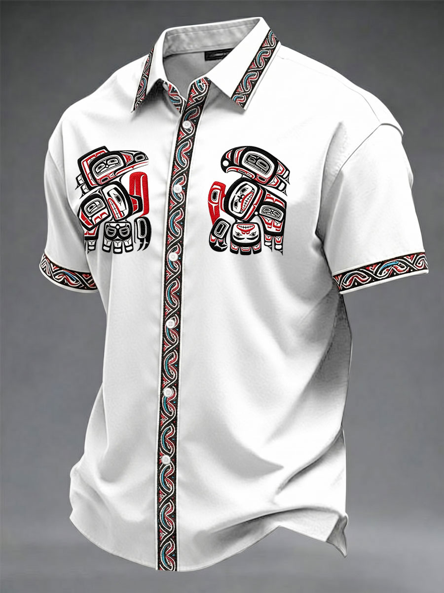 Men's Indigenous Print Casual Shirt
