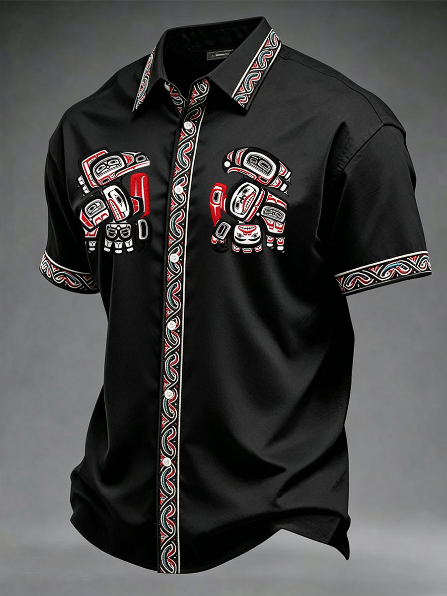 Men's Indigenous Print Casual Shirt