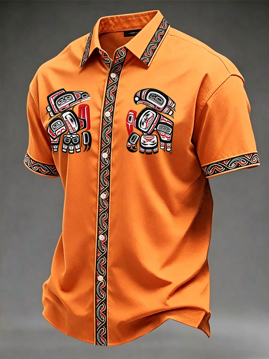 Men's Indigenous Print Casual Shirt