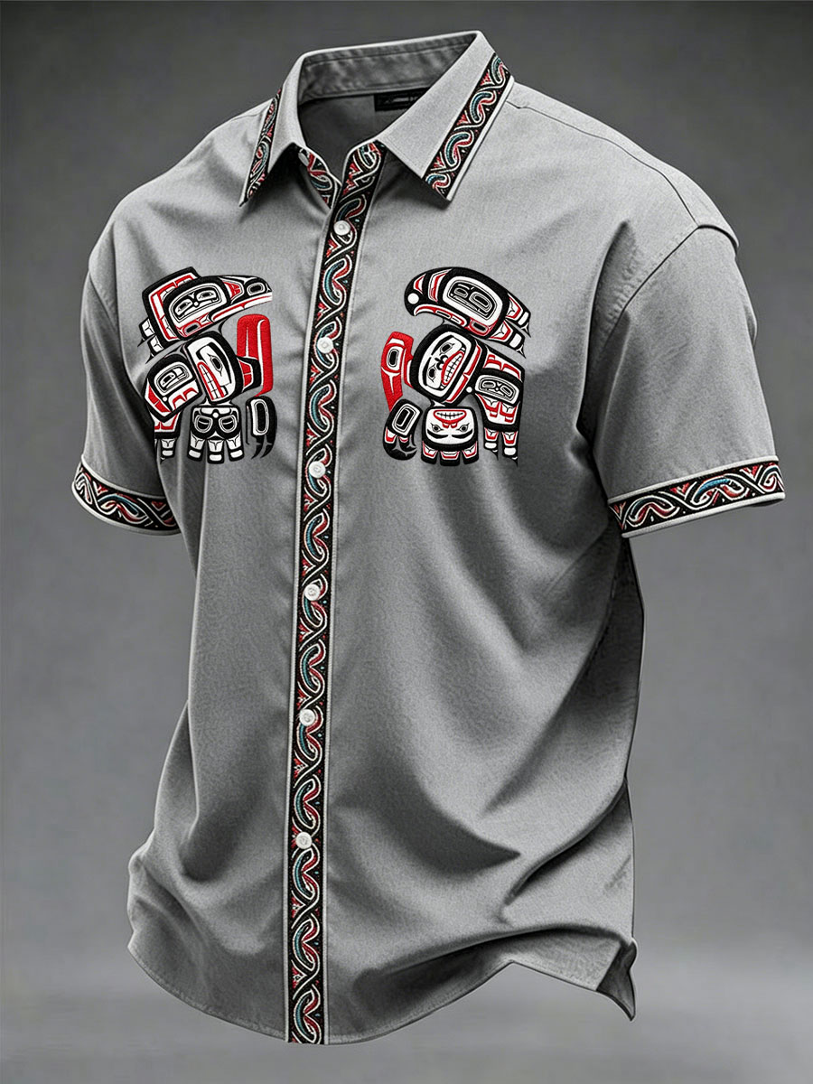 Men's Indigenous Print Casual Shirt
