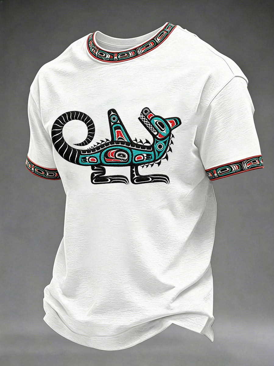 Men's Indigenous Totem Art Print Casual T-Shirt