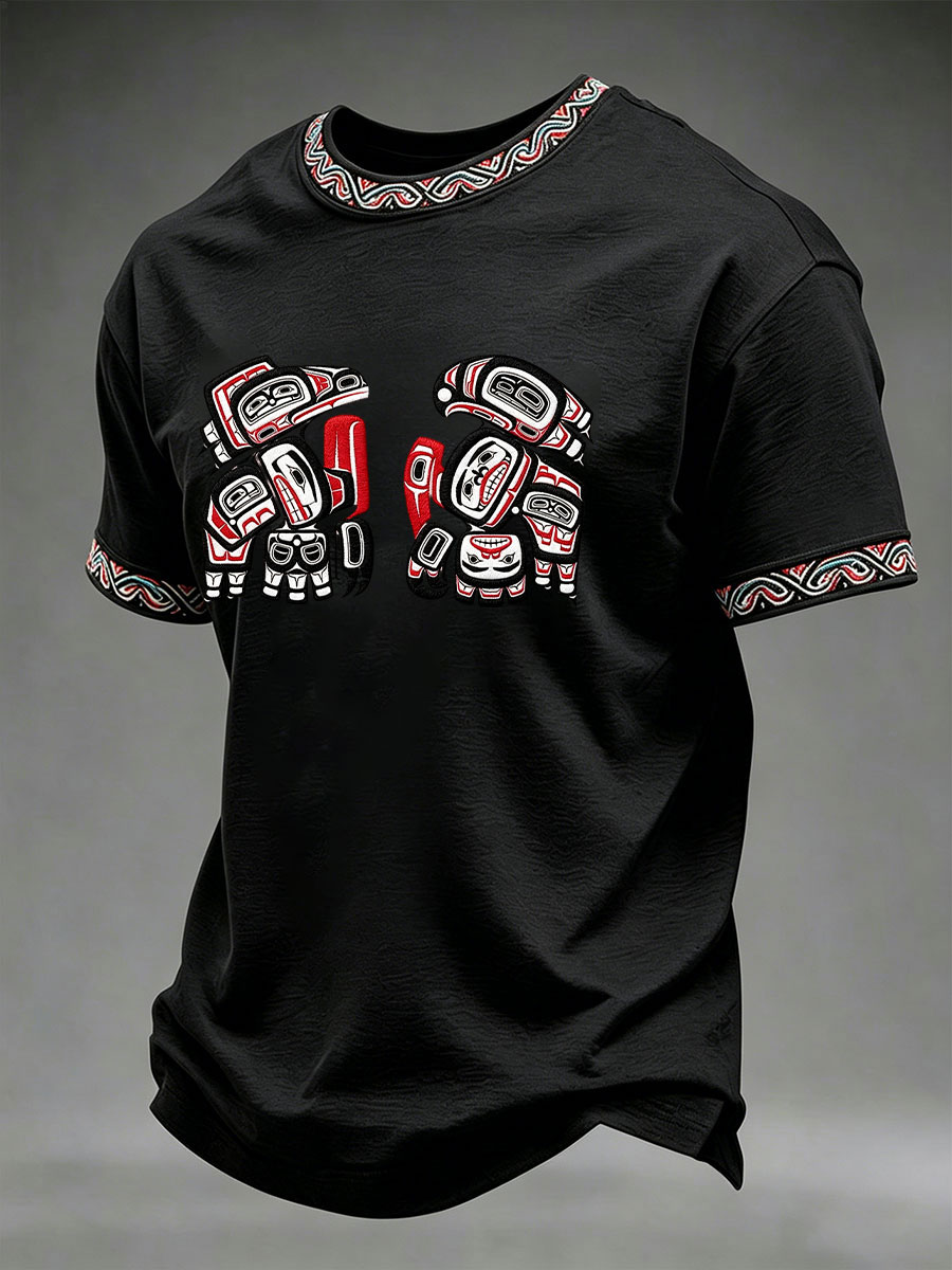 Men's Indigenous Totem Art Casual T-Shirt
