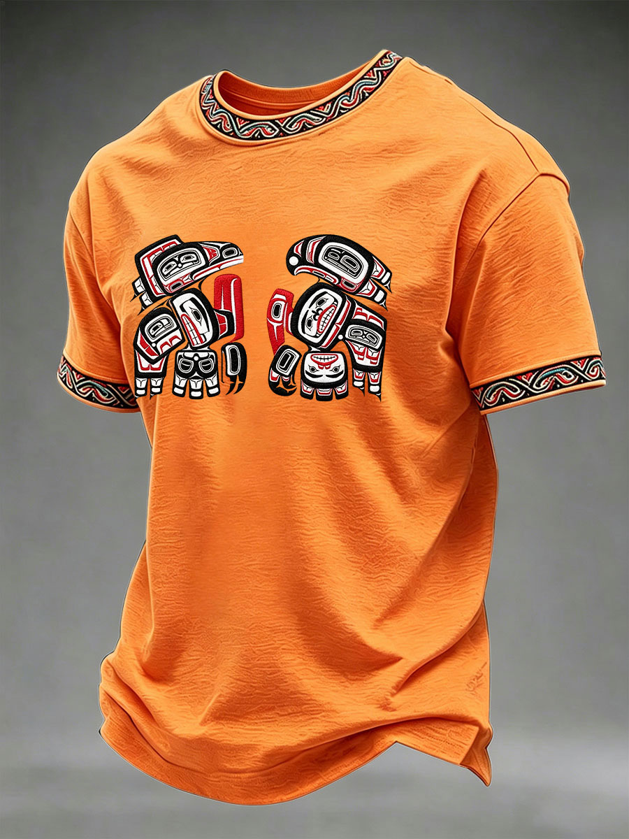 Men's Indigenous Totem Art Casual T-Shirt