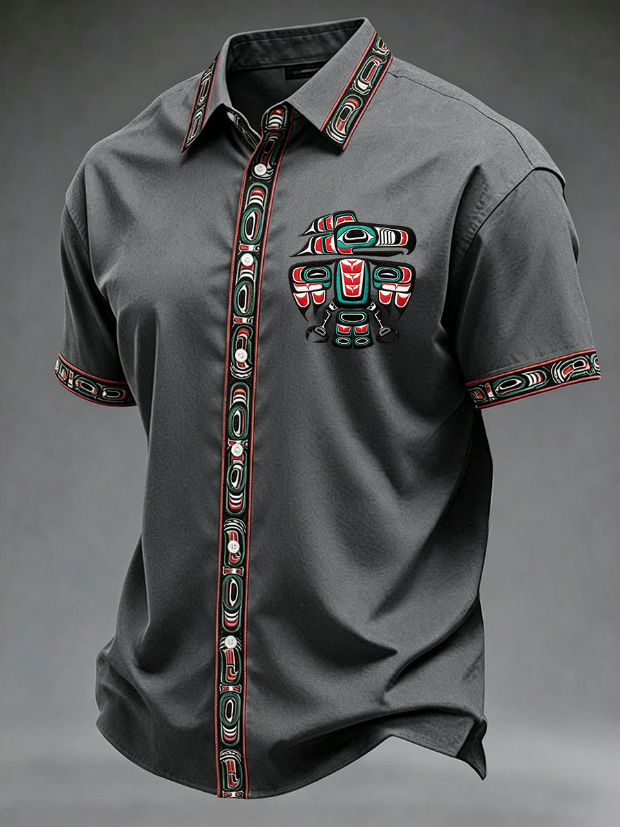 Men's Indigenous Totem Art Casual Shirt