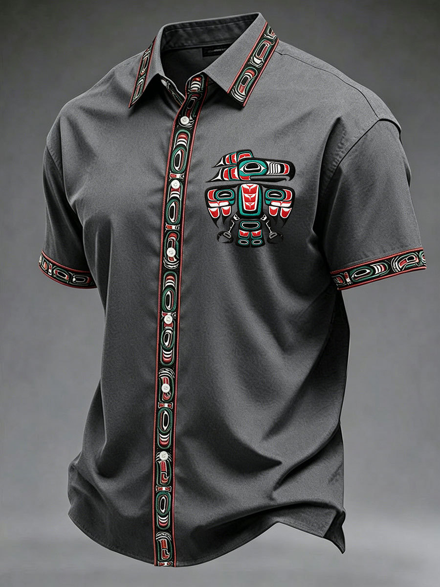 Men's Indigenous Totem Art Casual Shirt