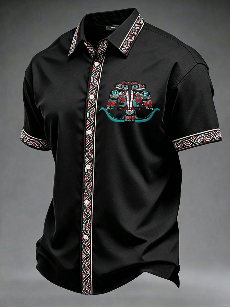 Men's Indigenous Totem Art Casual Shirt