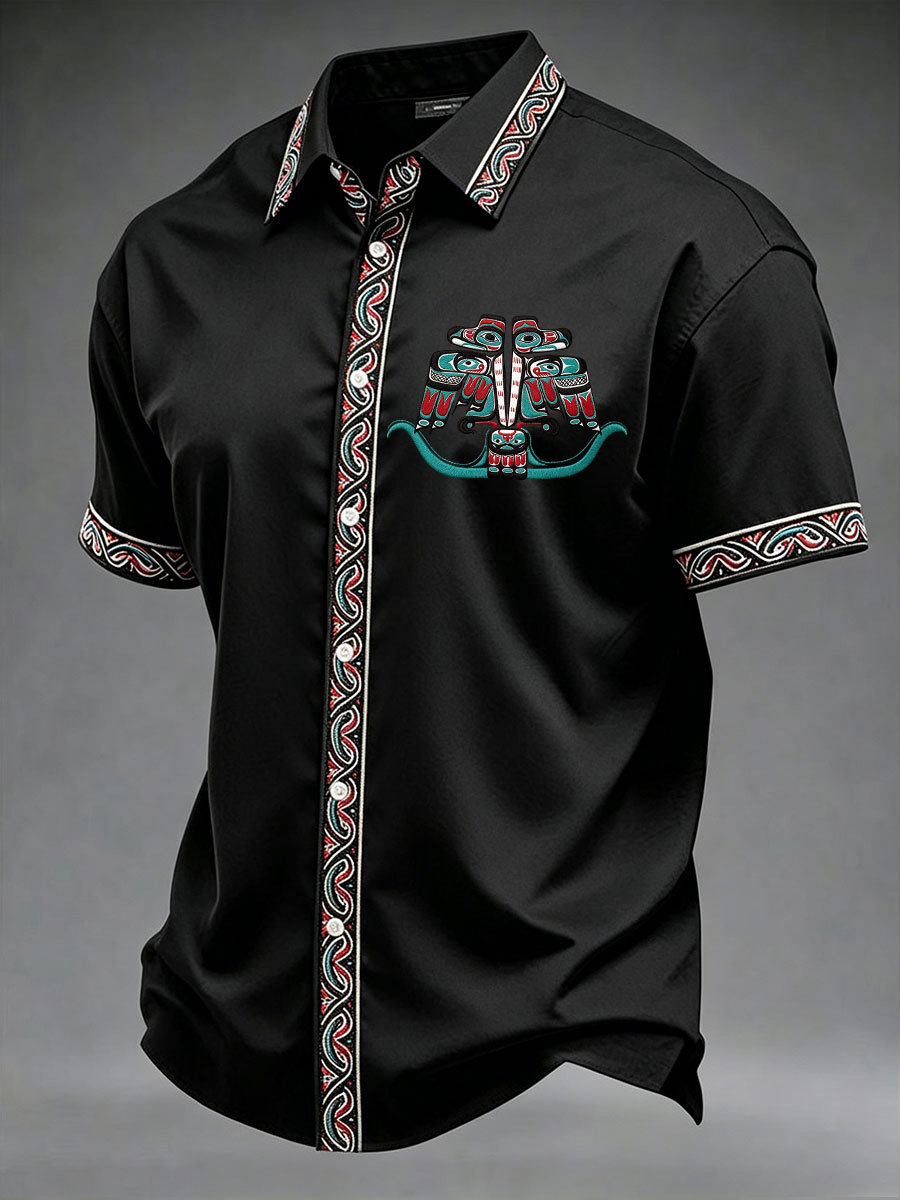 Men's Indigenous Totem Art Casual Shirt