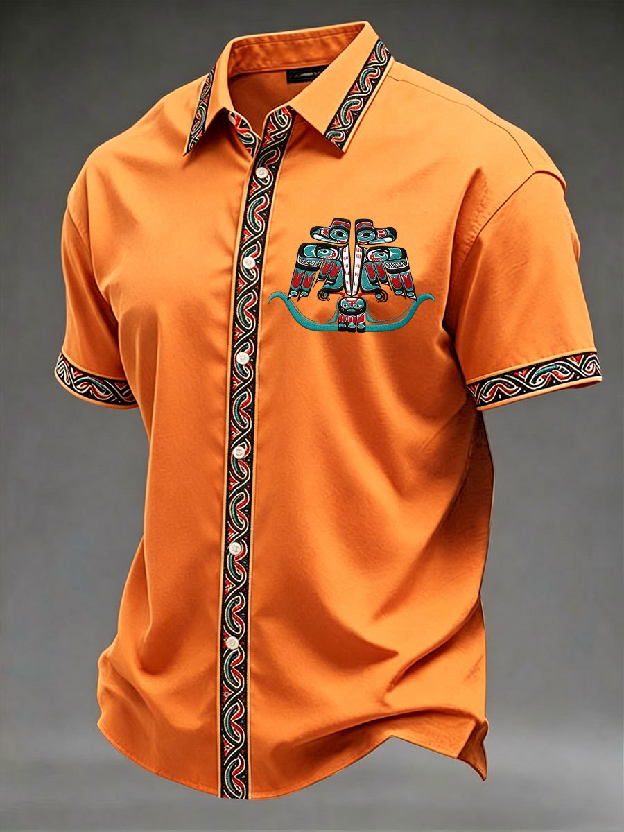 Men's Indigenous Totem Art Casual Shirt