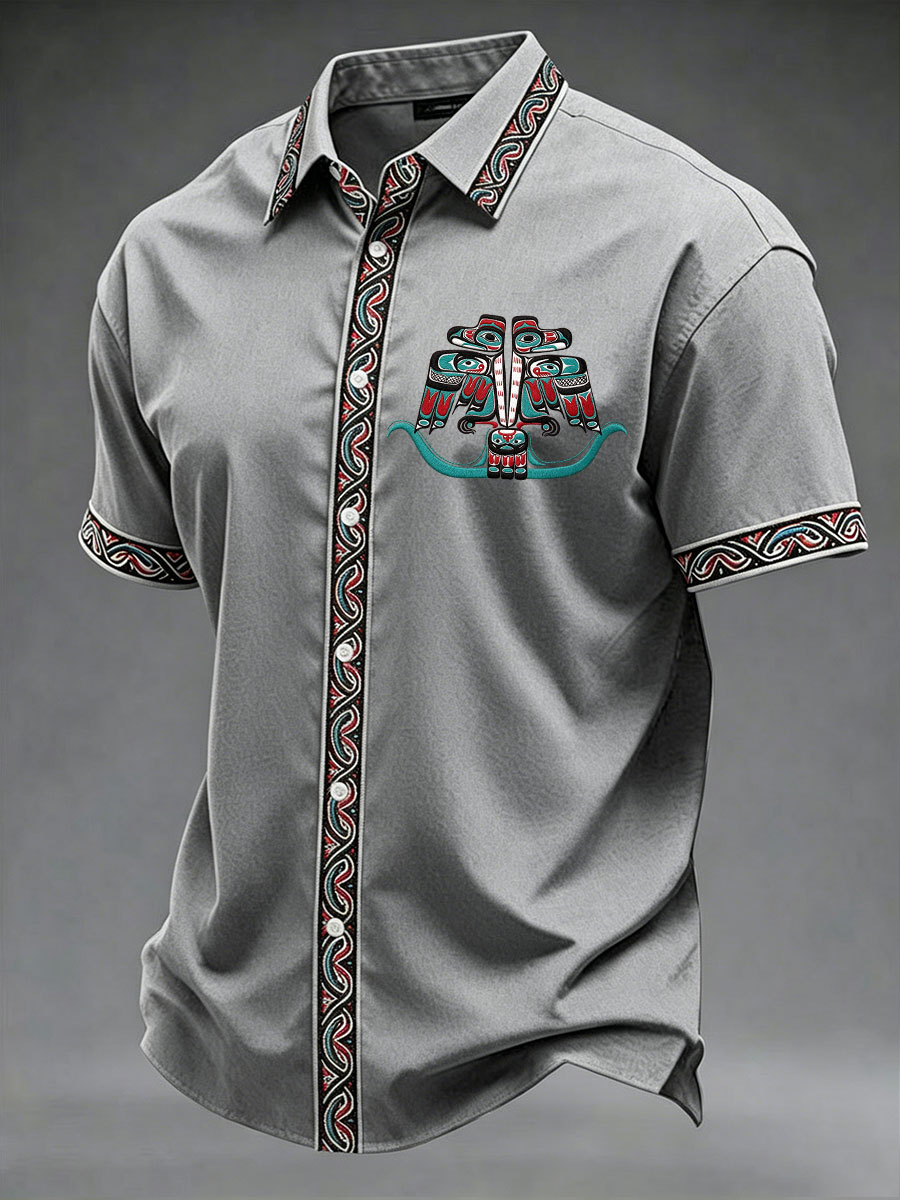 Men's Indigenous Totem Art Casual Shirt