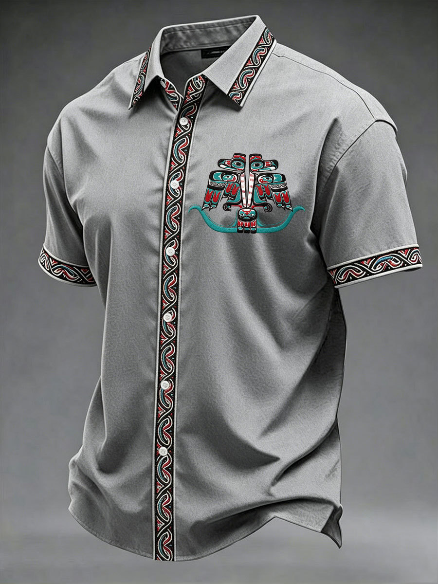 Men's Indigenous Totem Art Casual Shirt