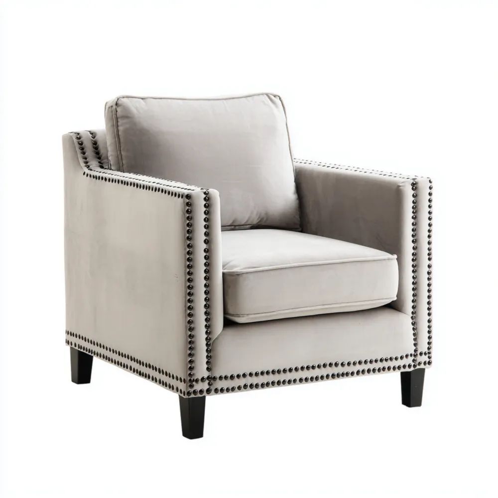 Poltrona in velluto 85x80x90 cm - Grigio - Design contemporaneo