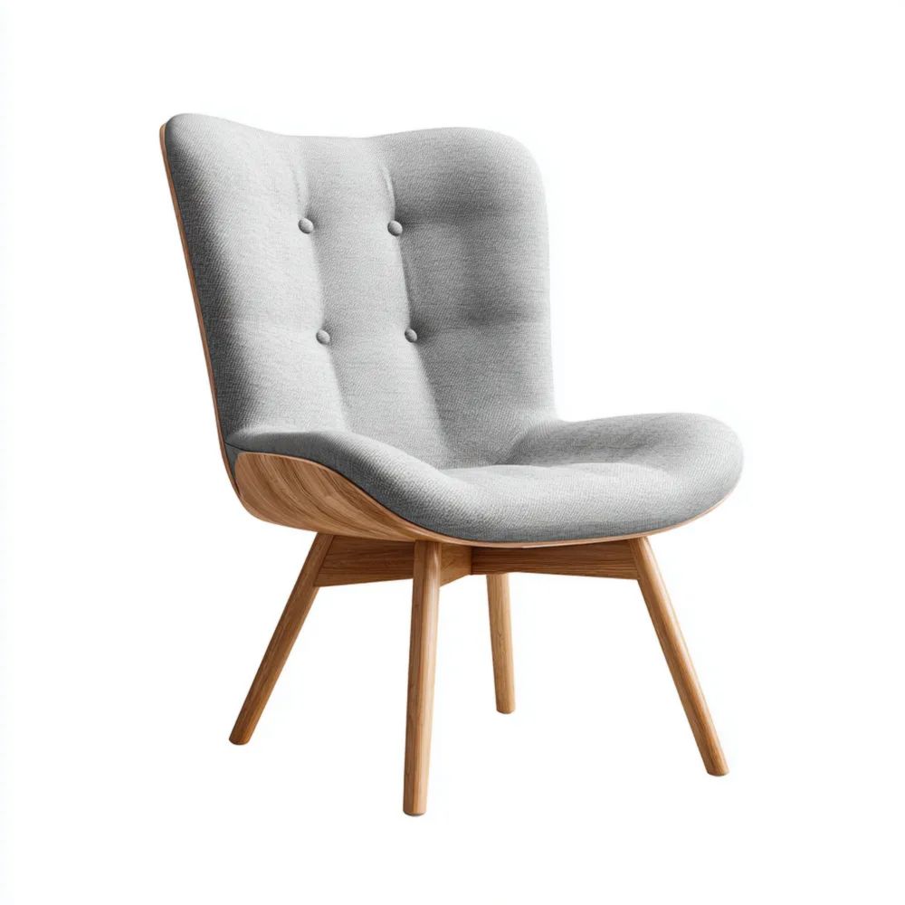 Poltrona imbottita in tessuto 80x75x90 cm - Grigio Chiaro - Design moderno