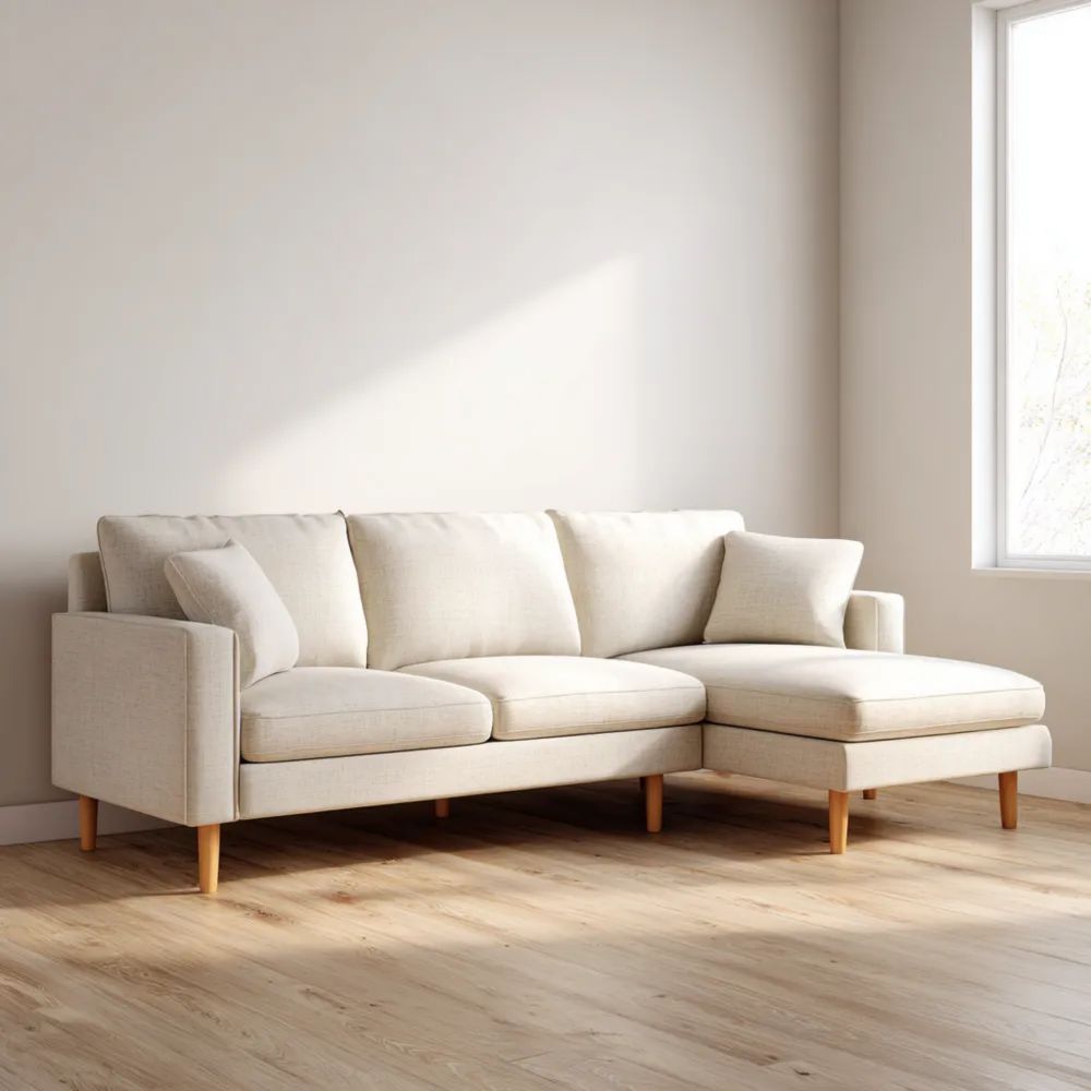 Divano angolare tessuto 250x160x85 cm – Beige – Design moderno