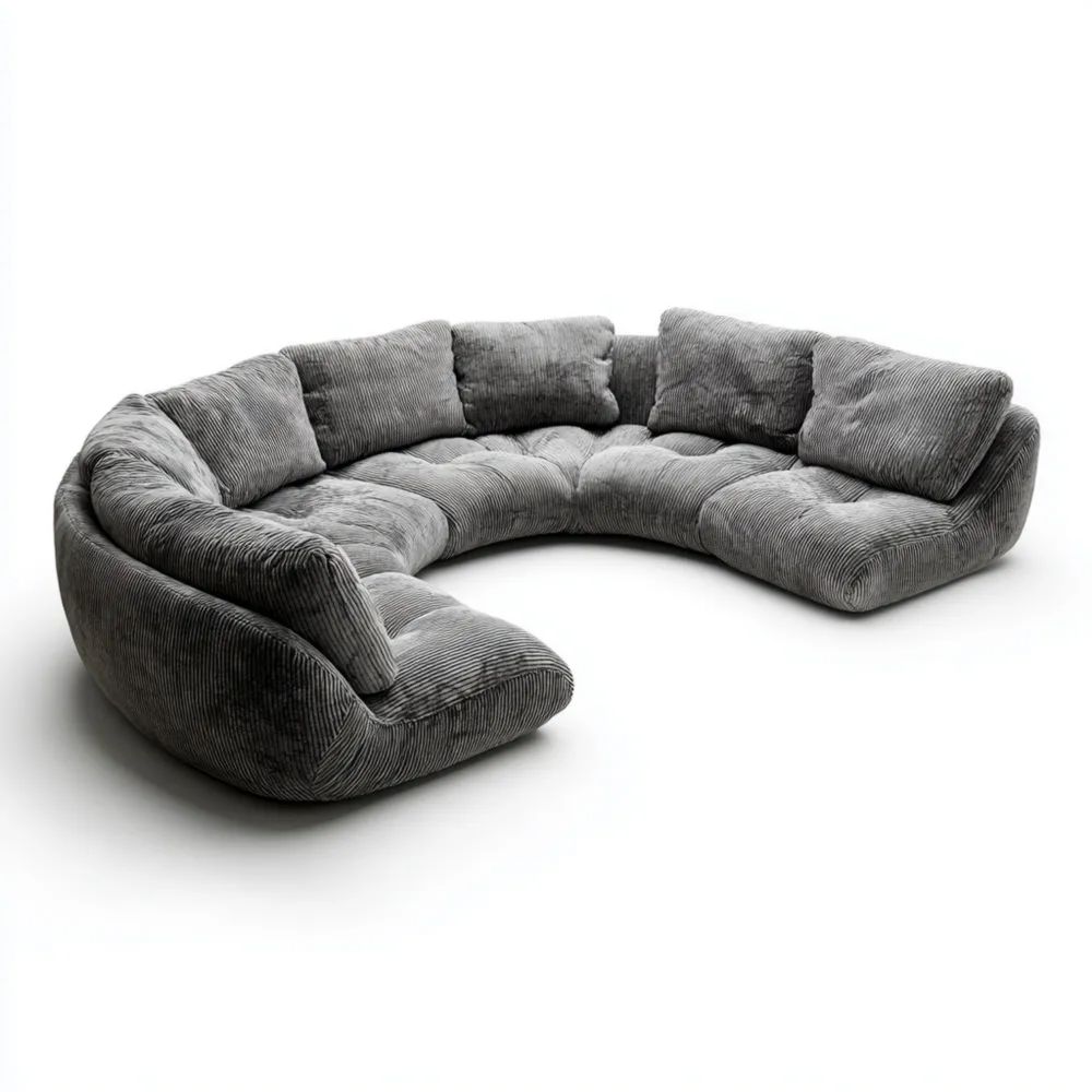 Divano componibile in velluto a coste 300x150x85 cm - Grigio scuro - Design moderno