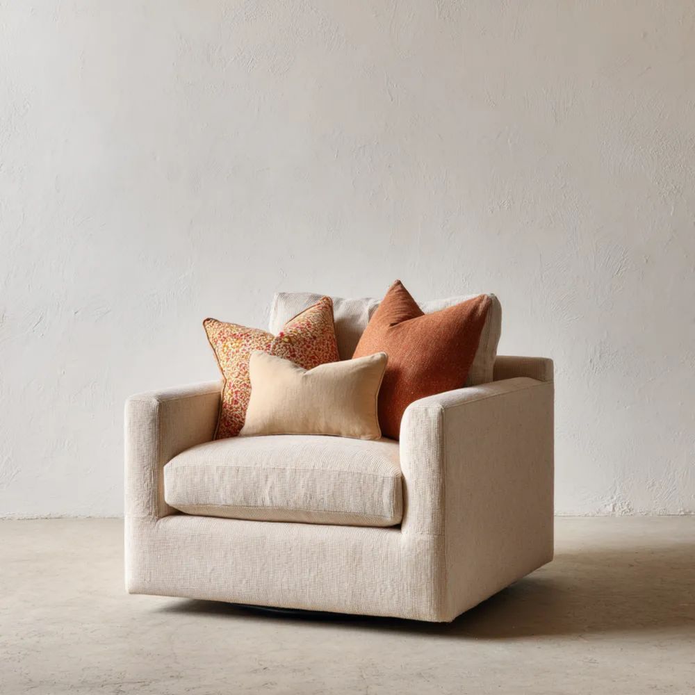 Poltrona in Tessuto 85x90x80 cm - Beige - Design Contemporaneo