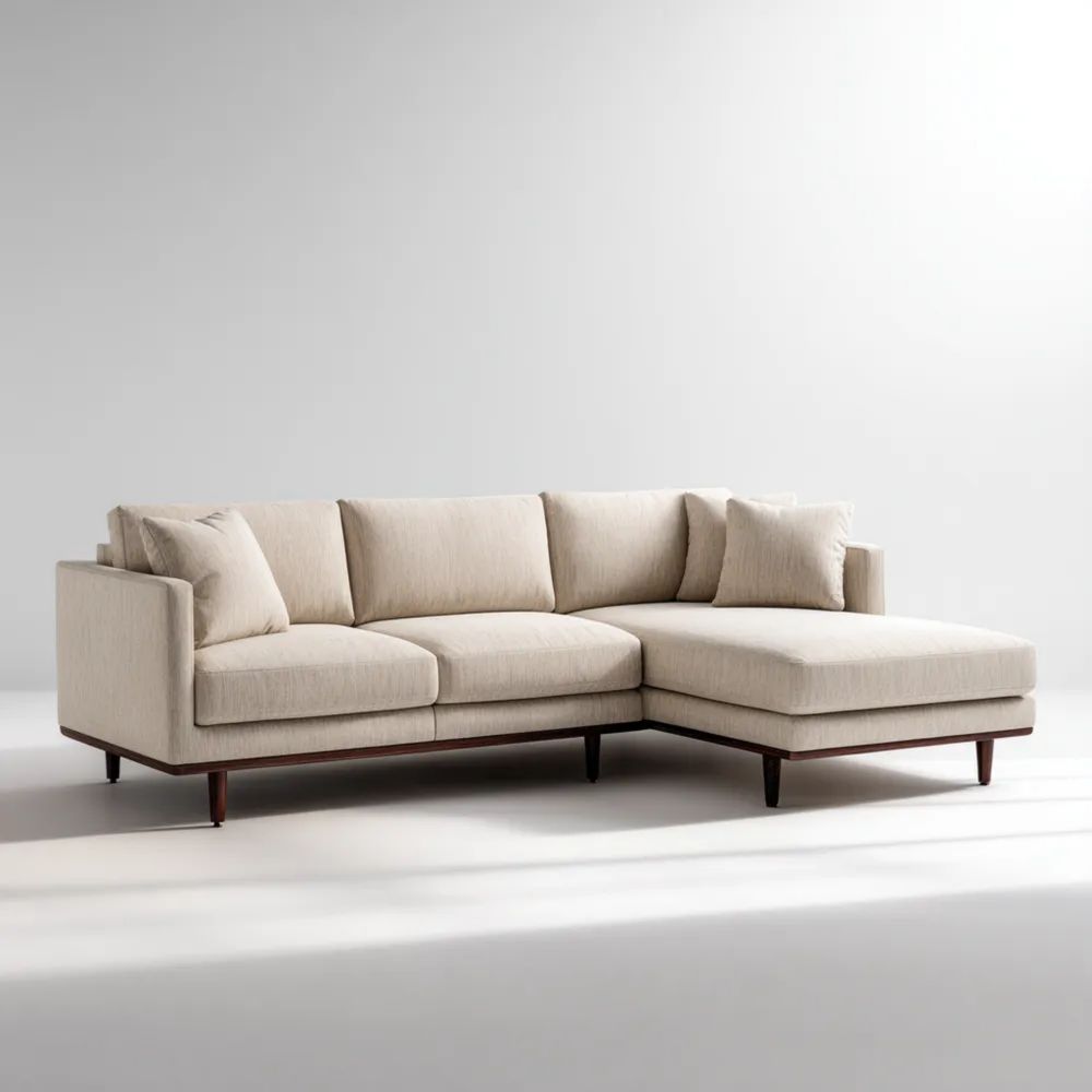 Divano angolare in tessuto 280x180x85 cm – Beige – Design moderno