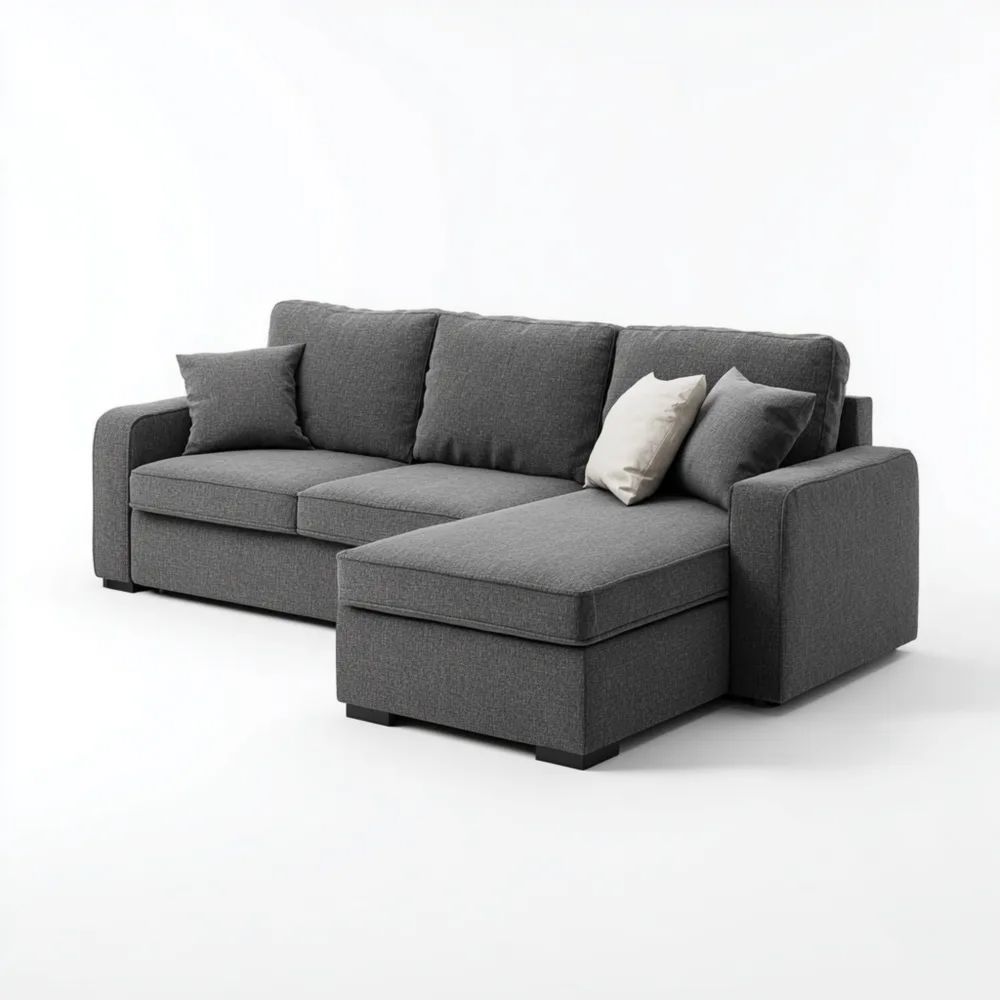 Divano angolare in tessuto 230x150x85 cm - Grigio scuro - Design moderno