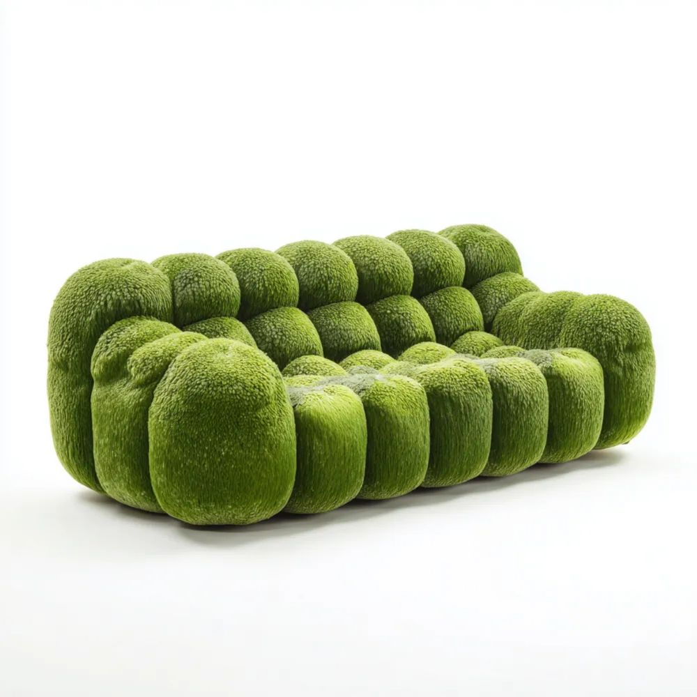 Divano modulare tessuto velluto 210x95x80 cm – Verde muschio – Design moderno