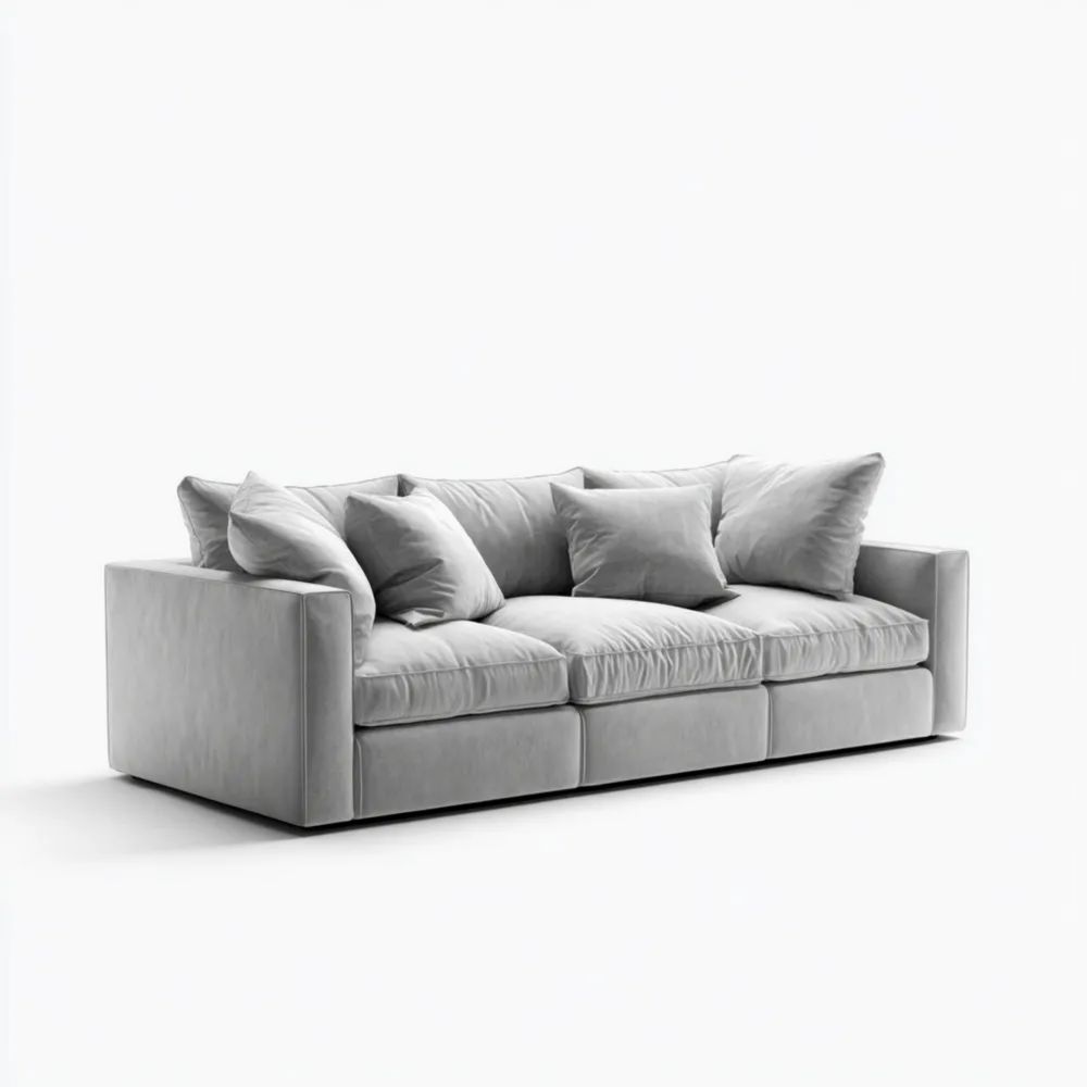 Divano tre posti in tessuto 210x95x85 cm - Grigio chiaro - Design moderno
