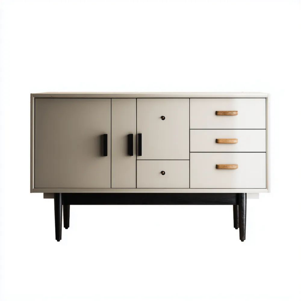 Credenza in Legno 120x40x75 cm - Bianco e Nero - Stile Moderno