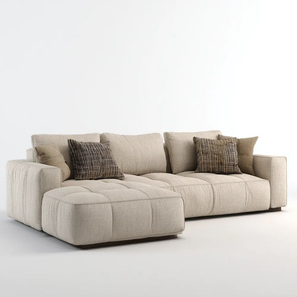 Divano angolare moderno in tessuto Beige – 250x160x85 cm – Design contemporaneo