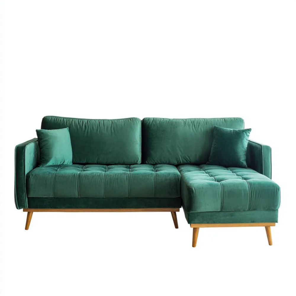 Divano angolare in velluto Verde - Design moderno 200x140x85 cm