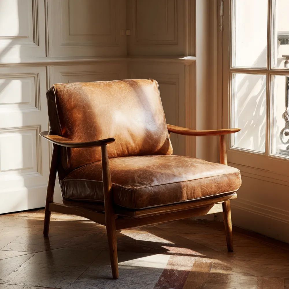 Poltrona in Pelle 75x85x80 cm - Marrone Vintage