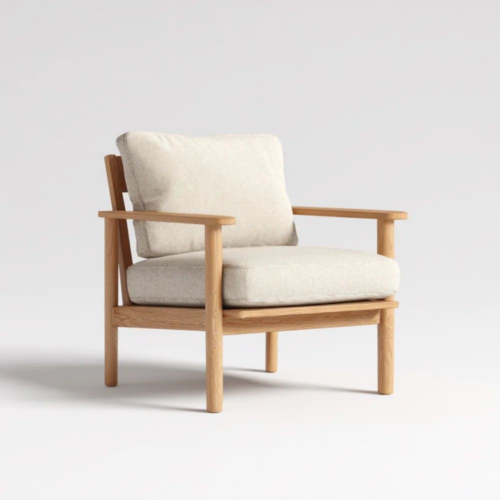 Poltrona in legno massiccio 70x85x75 cm - Crema - Design Scandinavo