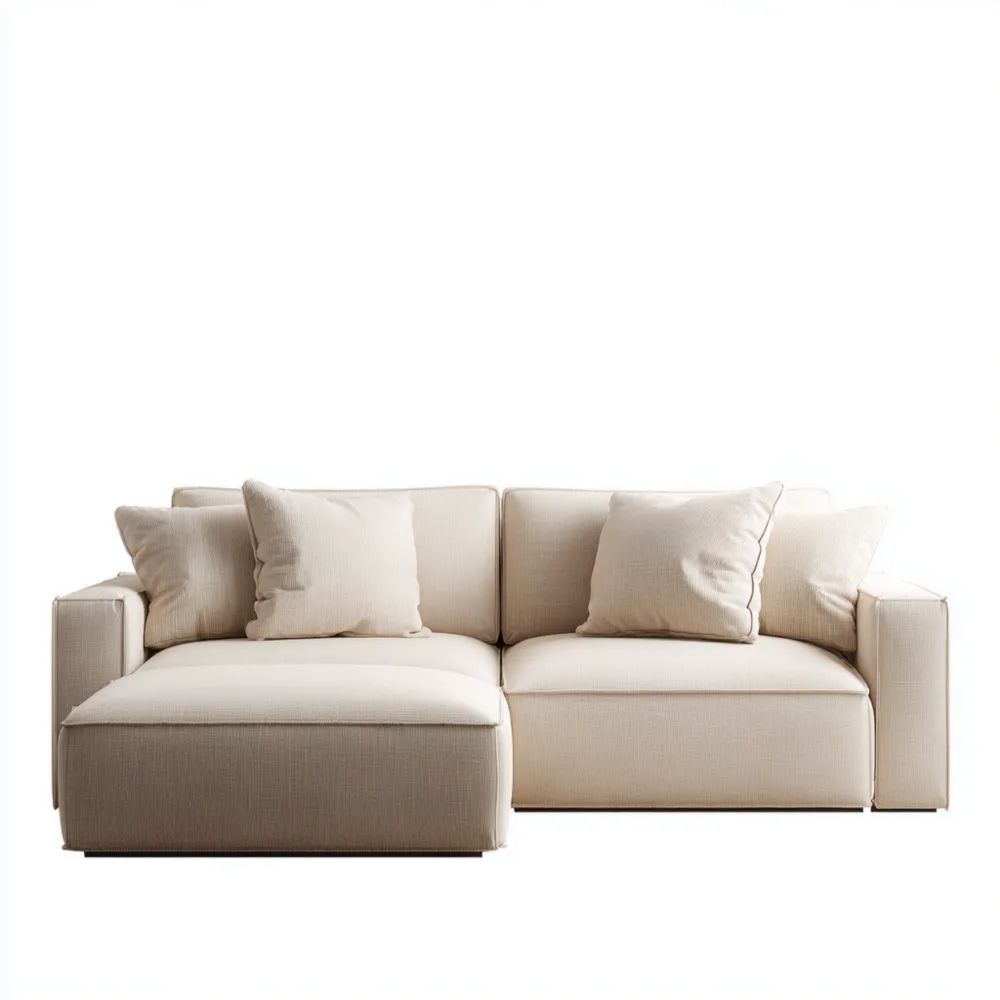 Divano angolare in tessuto 300x150x90 cm – Beige – Design contemporaneo