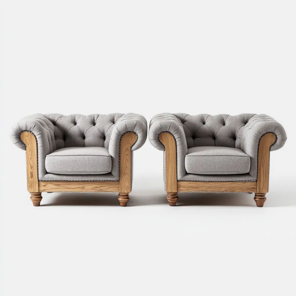 Set Poltrone Vintage Tessuto Grigio 95x85x75 cm