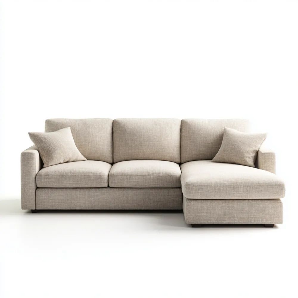 Divano angolare in tessuto 250x150x90 cm - Beige - Design moderno