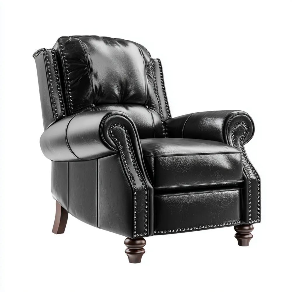 Poltrona in Pelle 98x93x106 cm - Nero - Design Classico