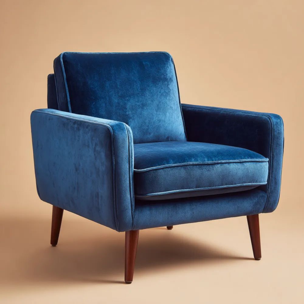 Poltrona in velluto 75x85x90 cm - Blu - Stile Moderno