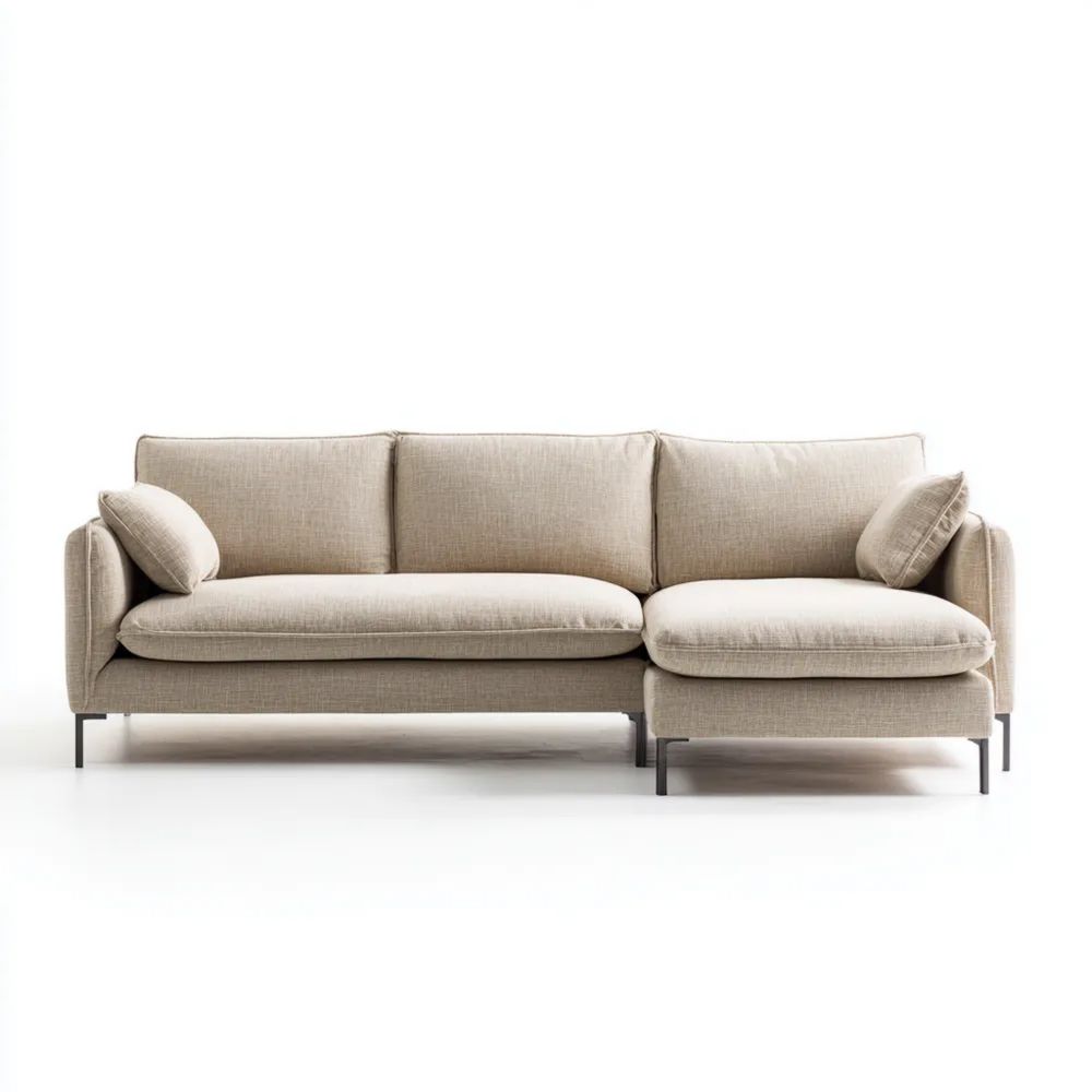 Divano angolare tessuto 250x150x80 cm - Beige - Design moderno