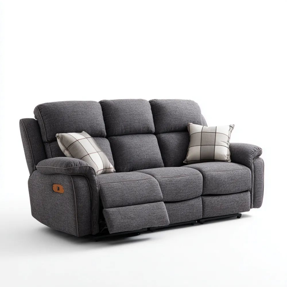 Divano a tre posti reclinabile 200x90x100 cm in tessuto Grigio Scuro - Design moderno