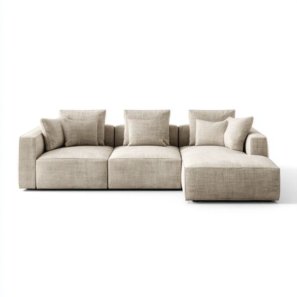 Divano angolare in tessuto 240x90x85 cm - Beige