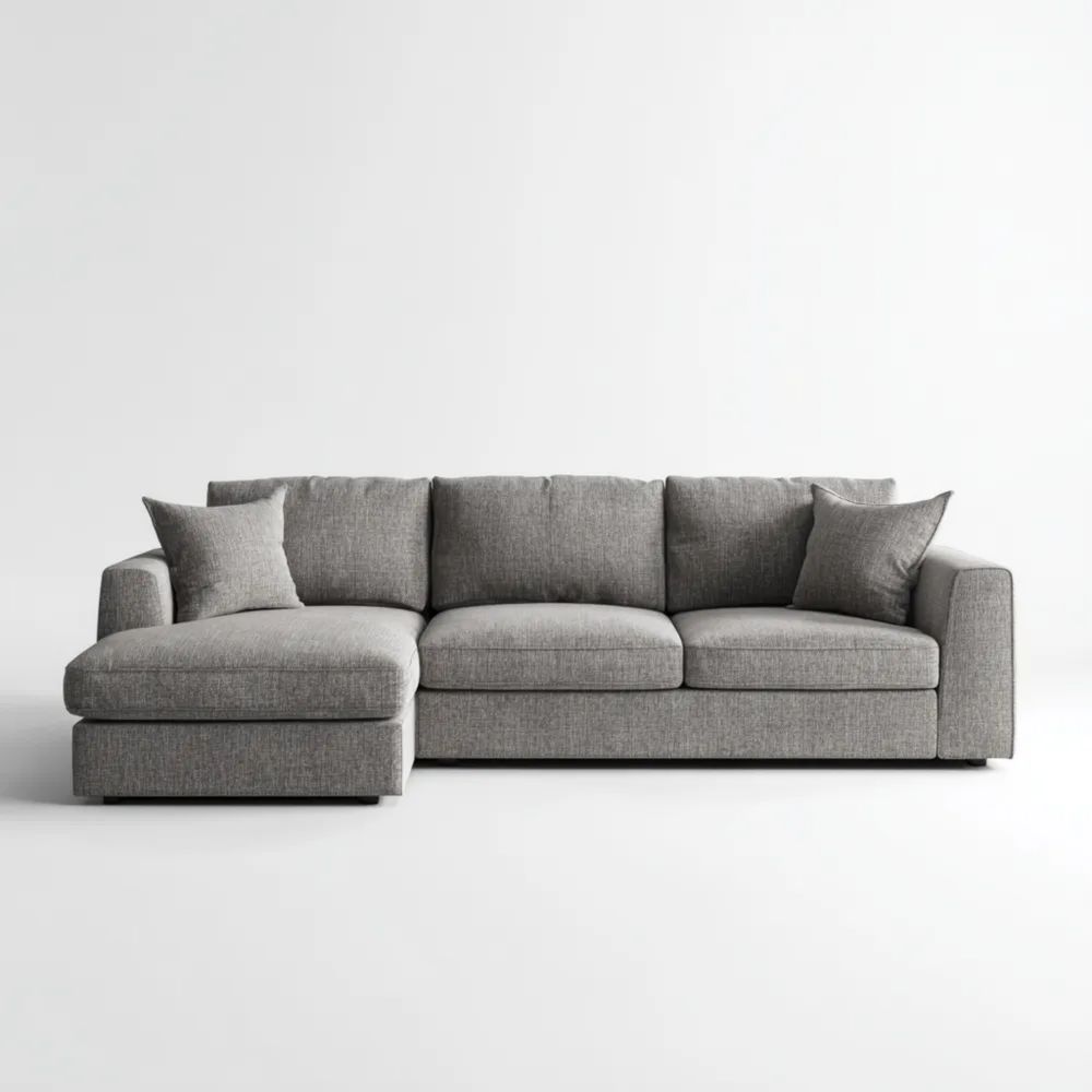 Divano angolare in tessuto 300x100x90 cm - Grigio - Design moderno